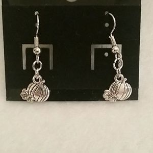 Womens stainless steel fall pumpkin hook earrings